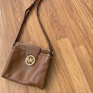 Michael Kors brown leather crossbody bag